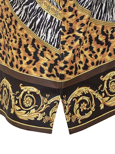 Риза Versace с принт с леопардов принт черно