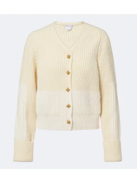 Cardigan Bottega Veneta de lână alb