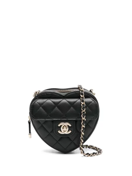 Mini body Chanel Pre-owned se srdcovým vzorem černý