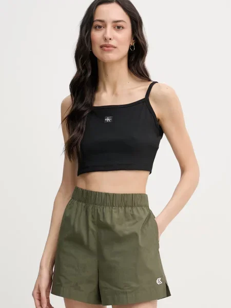 Oříznuté top Calvin Klein Jeans černý
