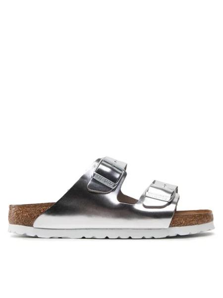 Pantofle Birkenstock bez kostic stříbrné