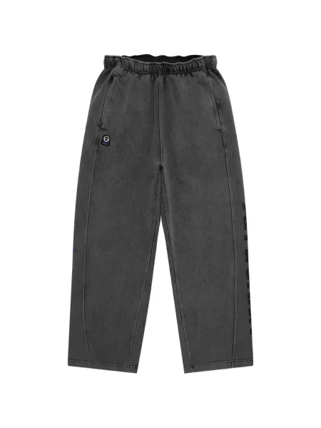Pantaloni Aape By A Bathing Ape cu aplicații cu picior lat gri
