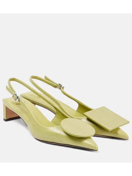 Usnjene salonarji Jacquemus z odprtimi petami zelena