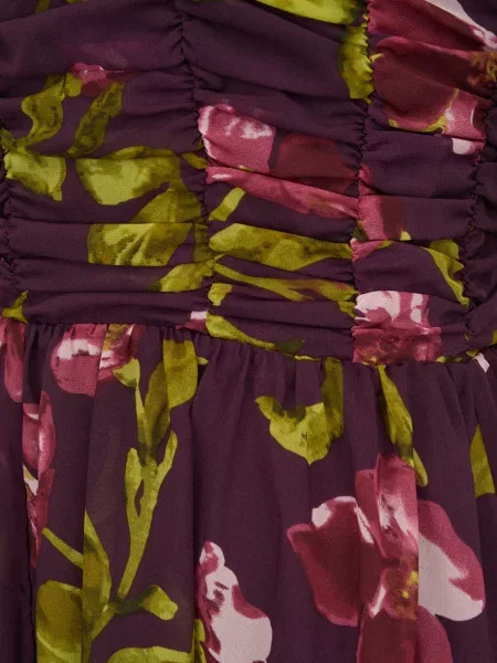 Obleka midi obleka Orsay s cvetličnim vzorcem nad koleni vijolična