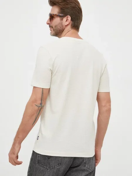 BOSS tricou barbati bej neted negru