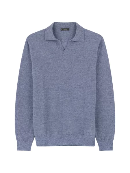 Tricou polo Boggi Milano de lână albastru