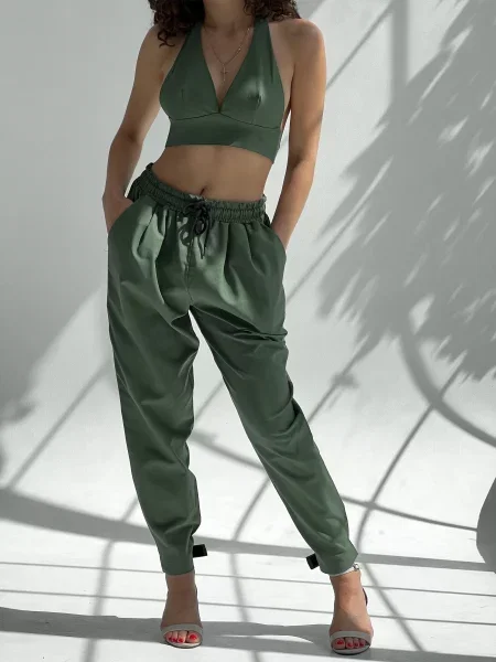 Штани повсякденні IJ lipuchki-linen-haki льон/віскоза хакі