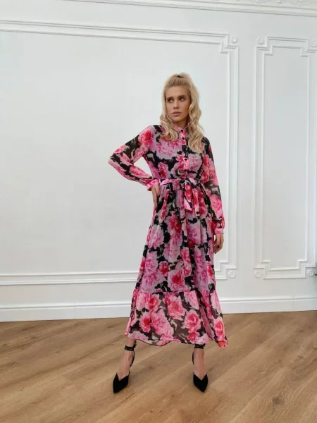 Шифоновое макси платье Milirud черное