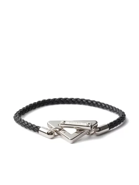 Кожена гривна Prada сребристо