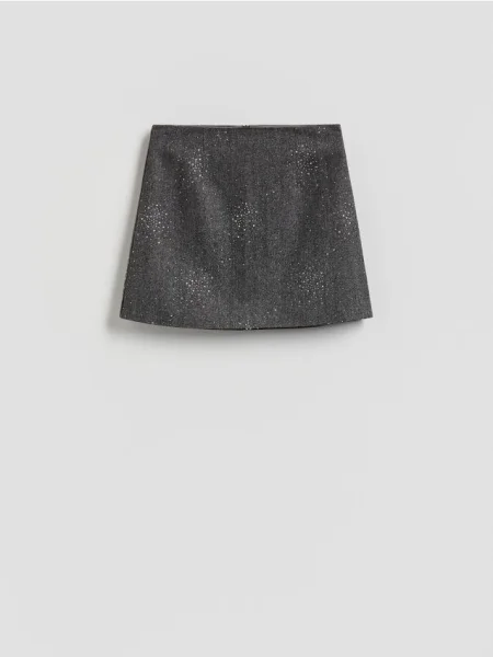 Reserved Fustă mini cu adaos de lână deschis gri