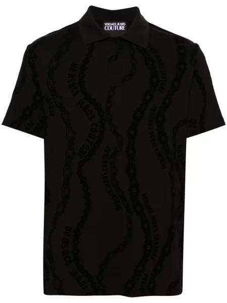 Polo Versace Jeans Couture cu imagine din jerseu negru