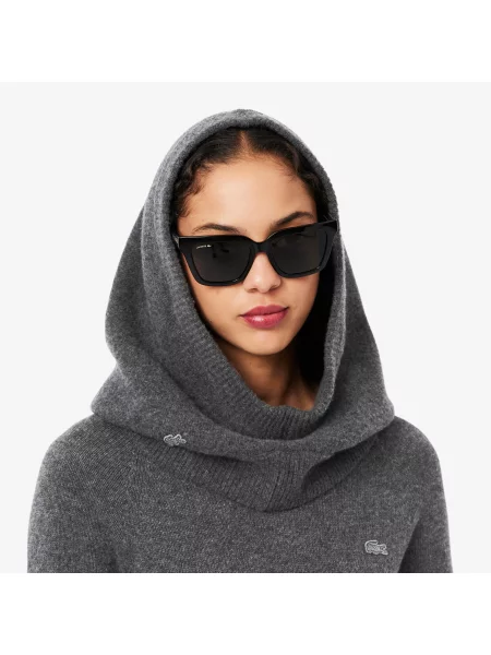 Lacoste Bezszwowa Kominiarka Z Wełny Zgrzebnej szara