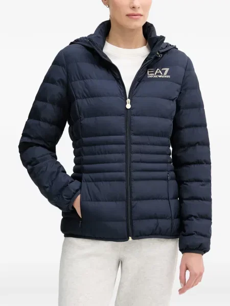 Geacă Ea7 Emporio Armani cu glugă albastru