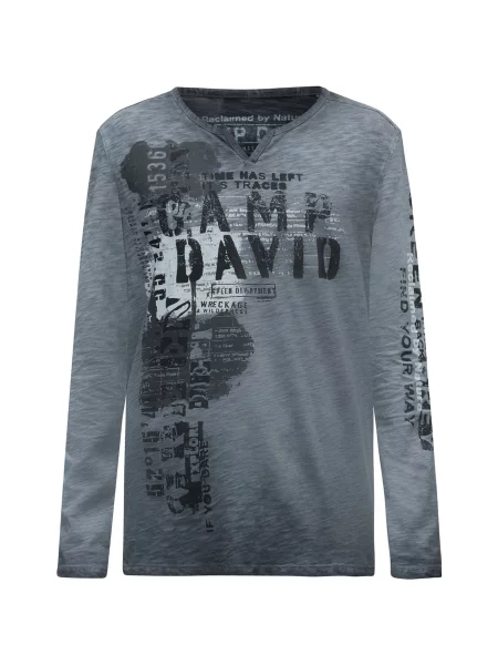 CAMP DAVID Tričko antracitová / kámen bílá