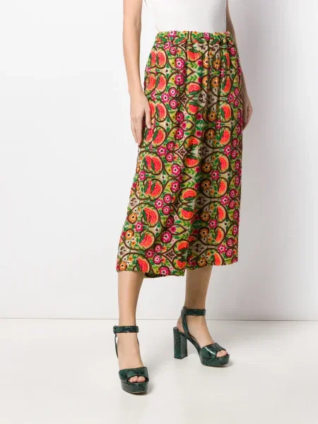 Květinové kalhoty Comme Des Garçons Pre-owned hnědé