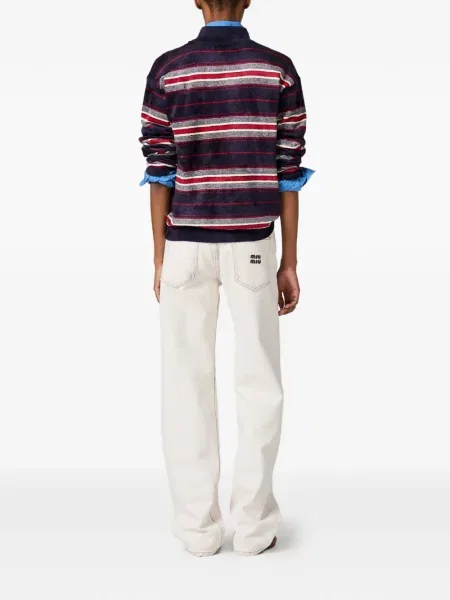 Blugi Miu Miu cu broderie alb