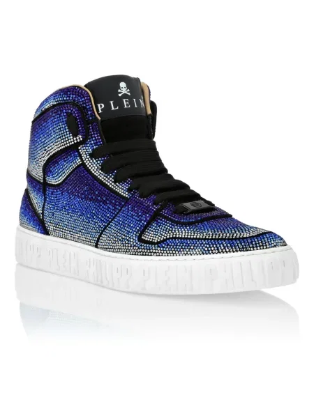 Sneakersy Philipp Plein zamszowe z ćwiekami niebieskie