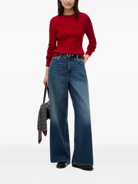 Pulover Tommy Hilfiger cu broderie roșu