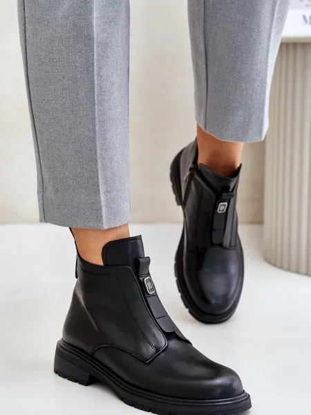 Kožené čižmy Pe1 čierna