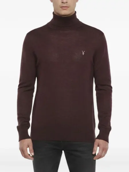 Pulover Allsaints din lână merinos roșu