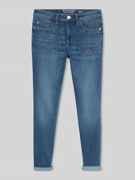 Jeansy o kroju tapered fit z mieszanki bawełny model MAYA' Tom Tailor niebieski