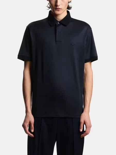 Поло Emporio Armani из лиоцела синее