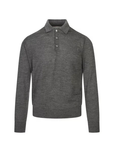 Lung tricou polo Canali gri
