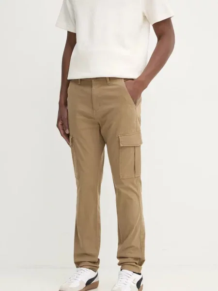 Tommy Jeans pantaloni barbati verde cu fason cargo bej