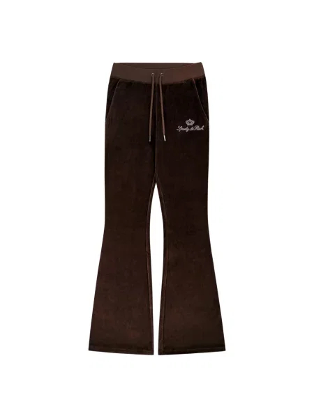 Welurowe spodnie Juicy Couture brązowe
