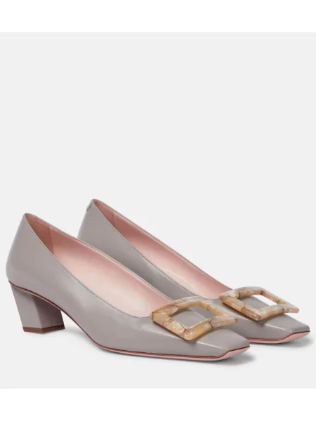 Кожени полуотворени обувки Roger Vivier сиво