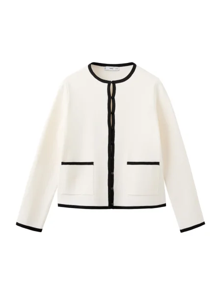 MANGO Geacă tricotată Ivan negru / lână alb