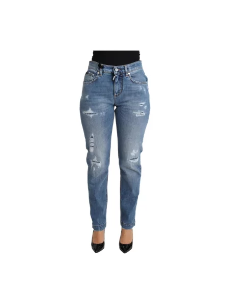 Jeansy skinny Dolce And Gabbana z wysoką talią niebieskie