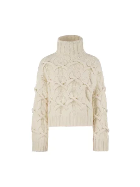 Sweter z golfem Brunello Cucinelli z kaszmiru biały