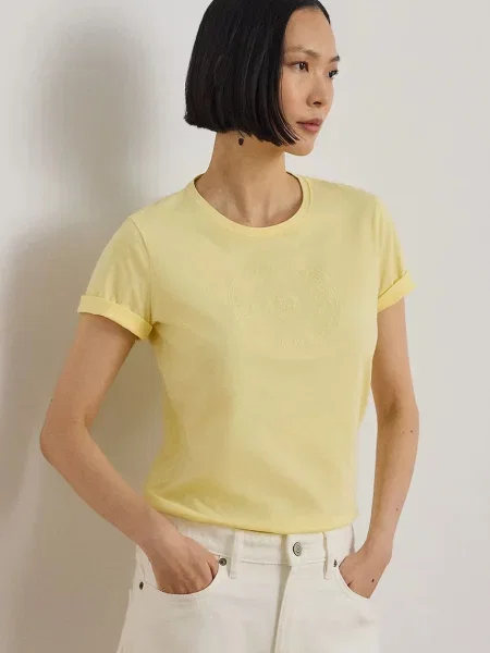 Lauren Ralph Lauren basic majica kratkih rukava za žene od pamuka žuta