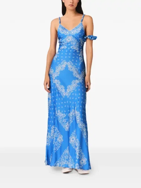 Rochie maxi Maje cu model floral albastru