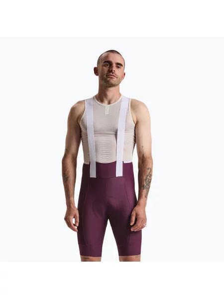 Pantaloni scurți de ciclism pentru bărbați Rapha Brevet Element Cargo Bib Shorts plum/white alb