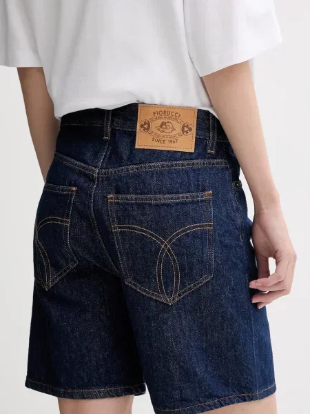 Однотонные джинсовые шорты Fiorucci с высокой посадкой синие