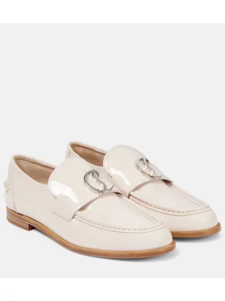 Pantofi loafer Christian Louboutin din piele de lac bej