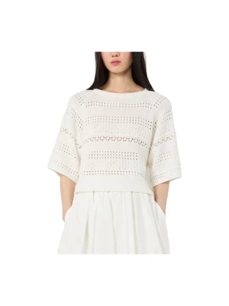 Weekend Max Mara Sweter Z Dzianiny Iorche weiss beżowy