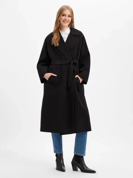 Weekend Max Mara płaszcz z czystej wełny Kobiety wełna ze strzyży 34 czarny