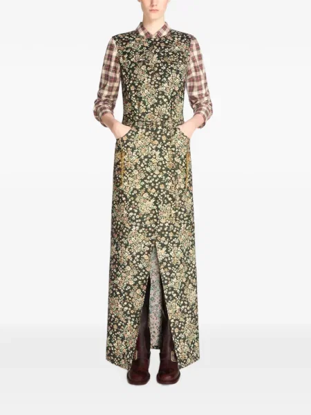 Rochie Dries Van Noten cu model floral cu imagine verde