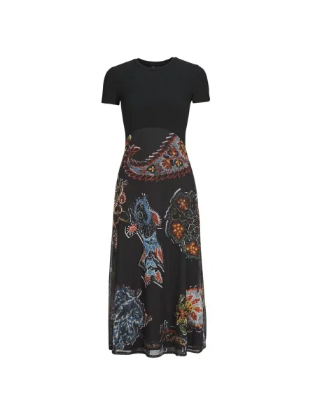 Obleka maxi obleka Desigual z mrežo črna