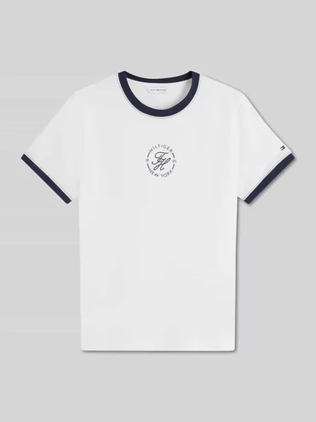 T-shirt o kroju regular fit z domieszką bawełny i wyhaftowanym logo Tommy Hilfiger