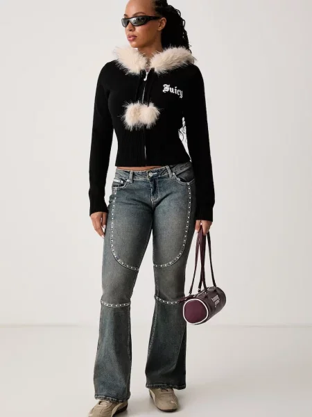 Трикотажный свитер Juicy Couture с меховой отделкой