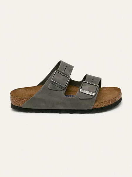 Șlapi Birkenstock din piele gri
