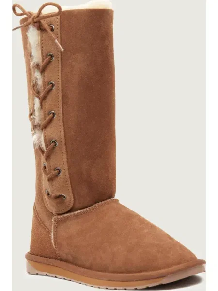 EMU Australia Bocanci Platinum Hi Lace | lână | piele întoarsă maro