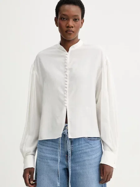 Kenzo cămașă din amestec de mătase bej