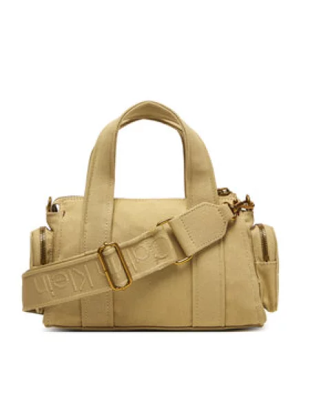 Ročna torba Calvin Klein Webbing Strap Canvas Pocket Bag bež