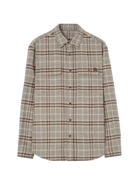 Cămașă Burberry de lână în carouri gri