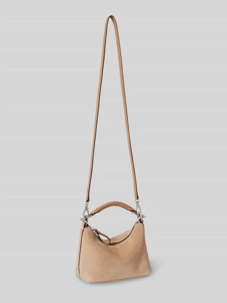 Torba na ramię z prawdziwej skóry z odpinanym paskiem na ramię Lauren Ralph Lauren beżowa
